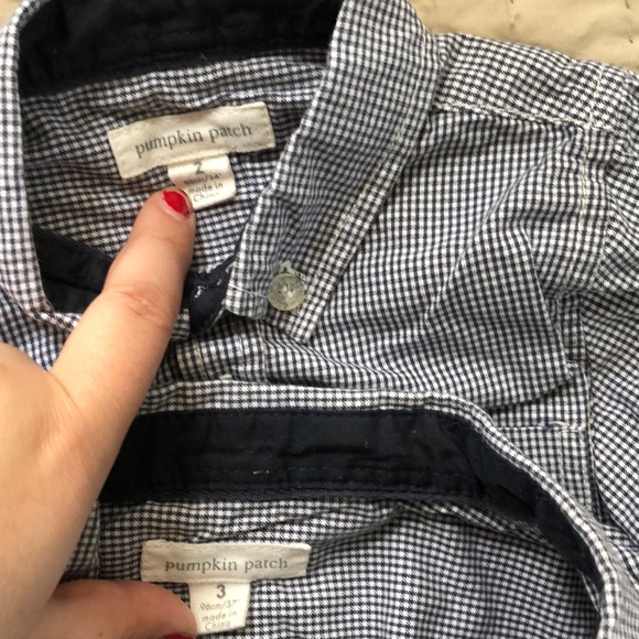 Pumpkin Patch button down gingham blue white shirt - Picture 2 of 5